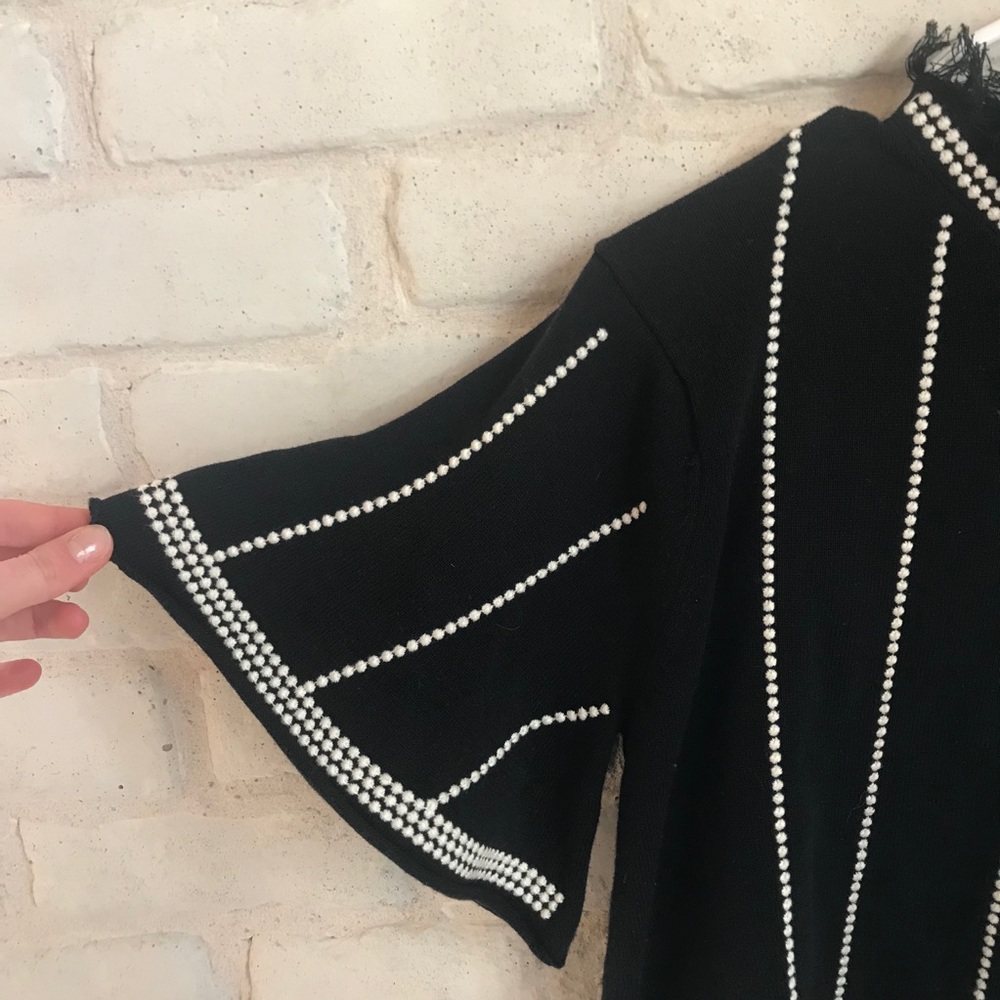 🥳HP🥳THML Black Short Sleeve White Dots Tassels L - Picture 7 of 12